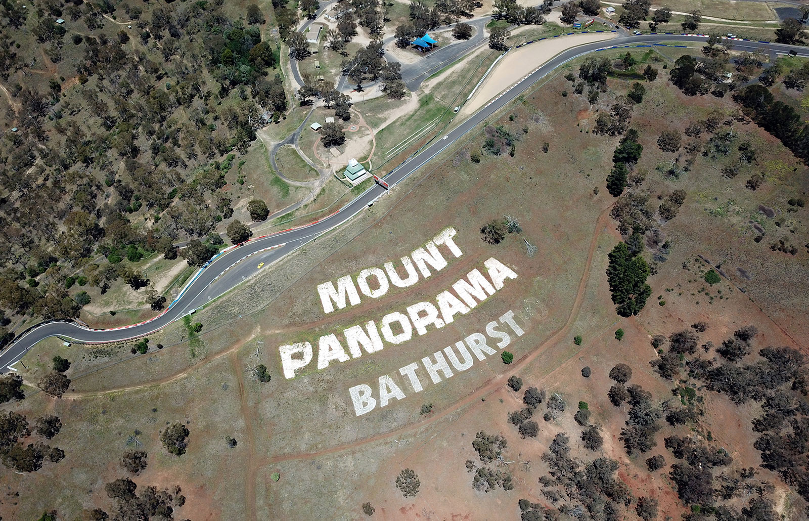 Aerial view of the Mount Panorama Circuit